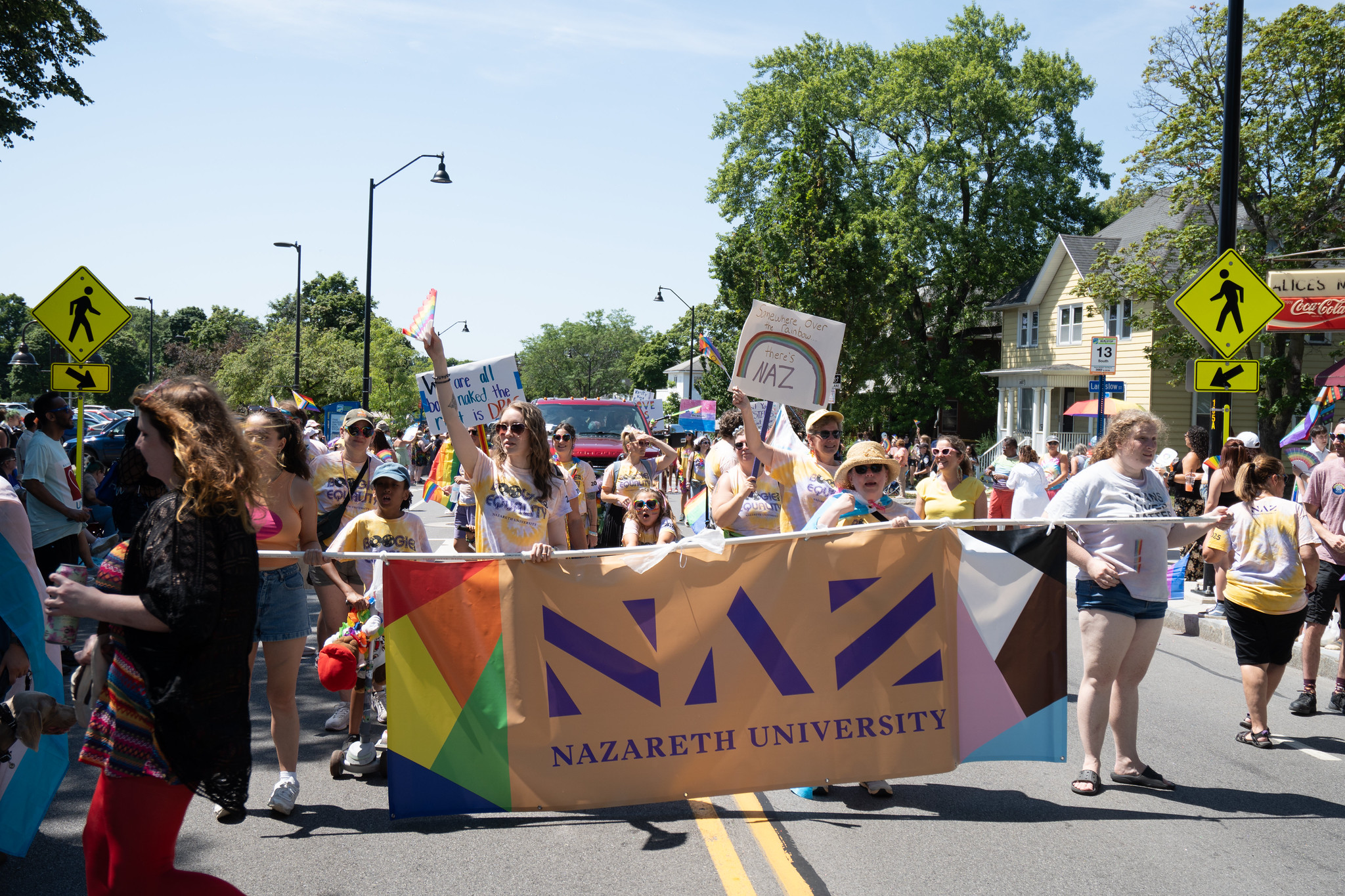 Nazareth University marching in ROC Pride 2025